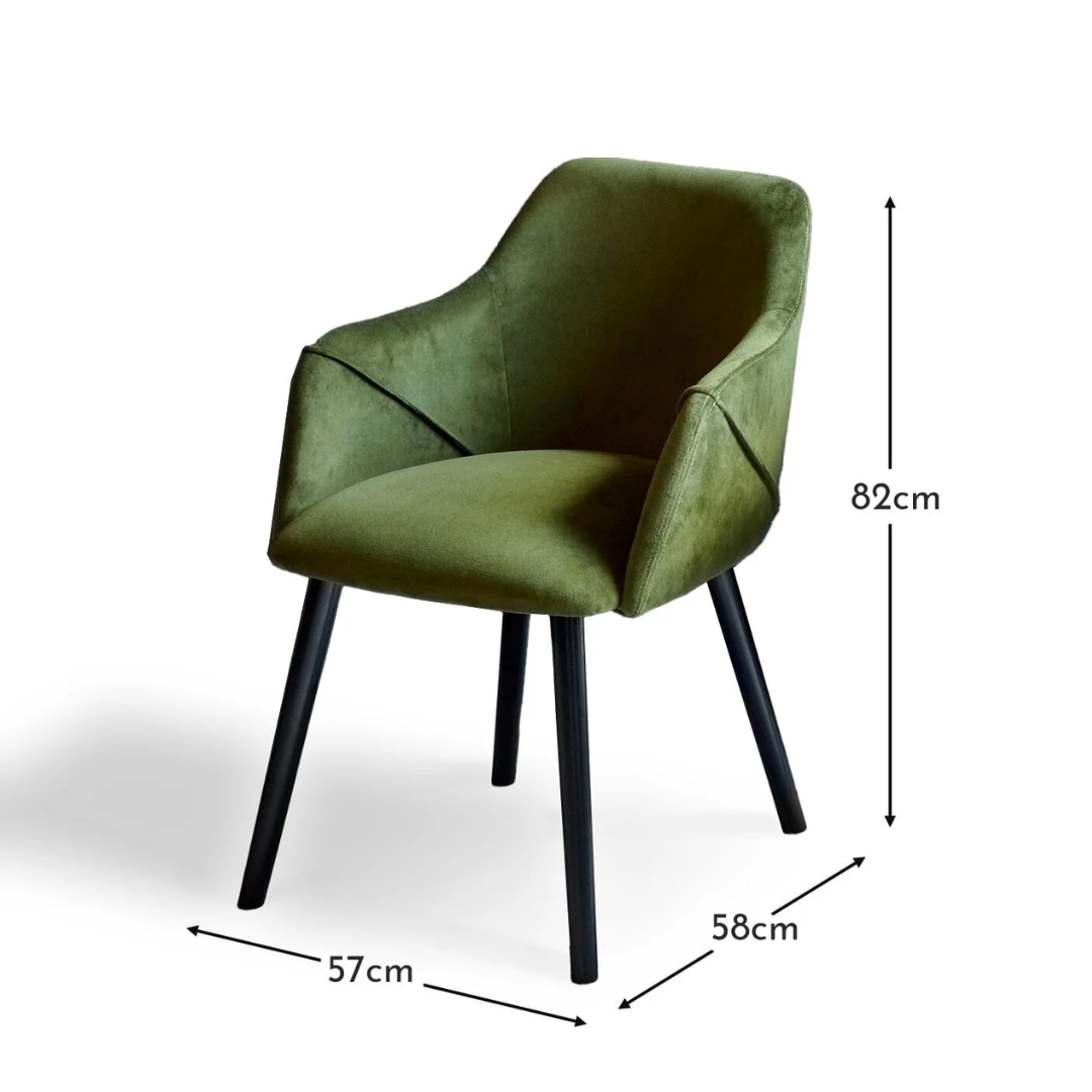 Suede Olive Green Dining Chairs size dimensions