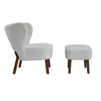 White Teddy Bear Armchair with Footstool
